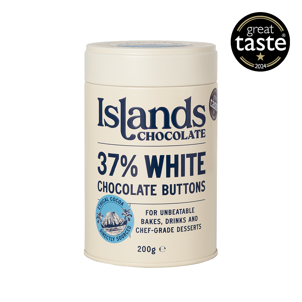 Islands Chocolate 37% White Chocolate Giant Buttons at Carvel Lane Coffee Cowes Isle of Wight