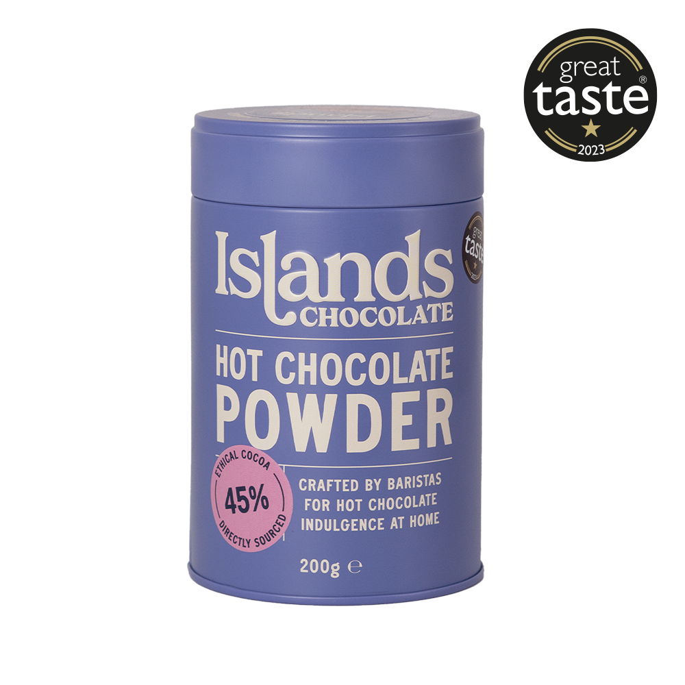 Islands Chocolate 45% Dark Hot Chocolate Powder at Carvel Lane Coffee Cowes Isle of Wight