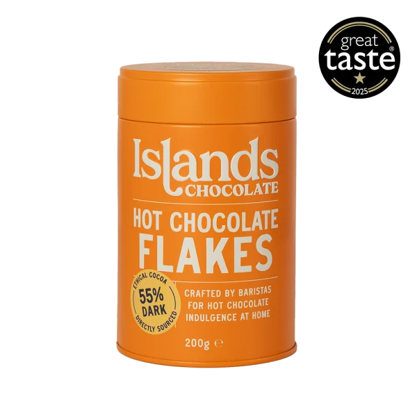 Islands Chocolate 55% Dark Hot Chocolate Flakes at Carvel Lane Coffee Cowes Isle of Wight