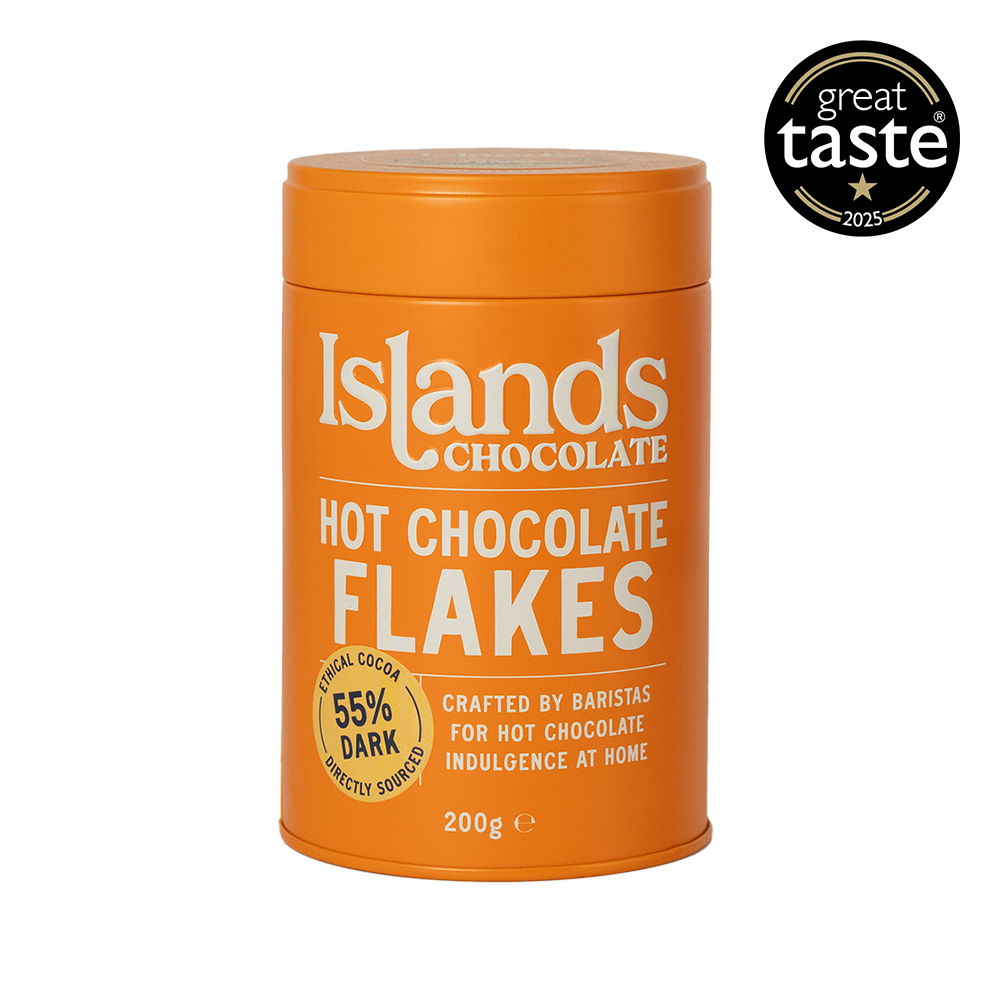 Islands Chocolate 55% Dark Hot Chocolate Flakes at Carvel Lane Coffee Cowes Isle of Wight
