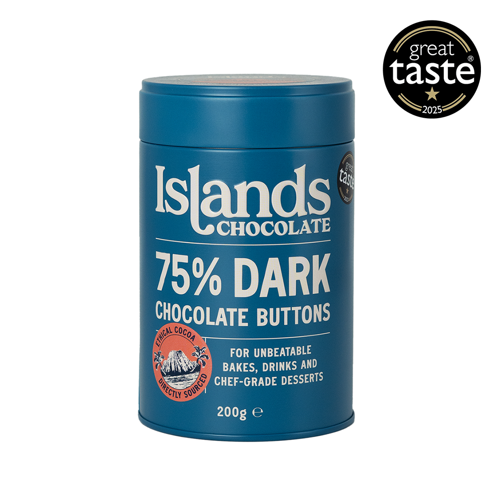 Islands Chocolate 75% Dark Chocolate Giant Buttons at Carvel Lane Coffee Cowes Isle of Wight