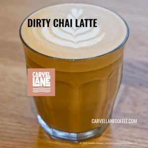 dirty chai latte at Carvel Lane Coffee Cowes Isle of Wight